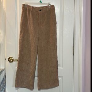 Tan Corduroy Wide-Leg Pants